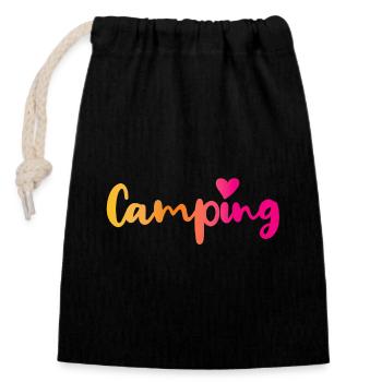 Cours de camping Coeur Rose Citation Fan Camper Outdoor - Sac cadeau en coton avec cordon (14 x 20 cm) - noir - Devant