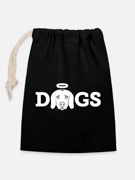 Holy Dogs (white) - Verschließbarer Geschenkbeutel aus Baumwolle (14x20cm) - Schwarz