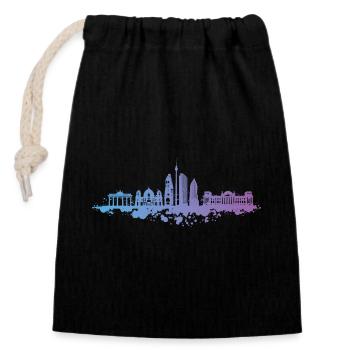 Berlin Brandenburg Gate Capital - Closable cotton gift bag (14x20cm) - black - Front