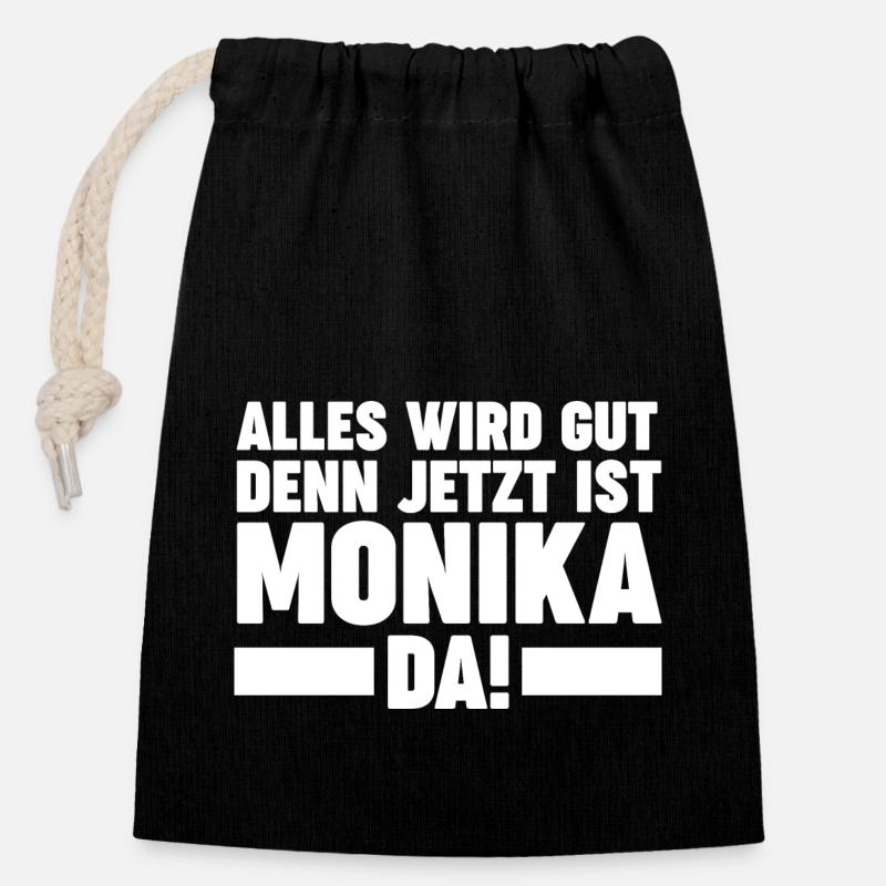 Monika - Verschließbarer Geschenkbeutel aus Baumwolle (14x20cm) - Schwarz