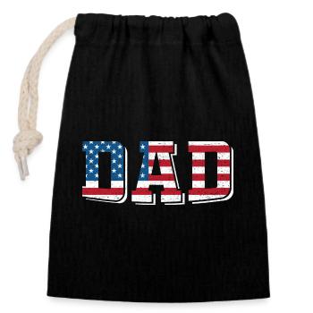 Dad USA Flag - Closable cotton gift bag (14x20cm) - black - Front