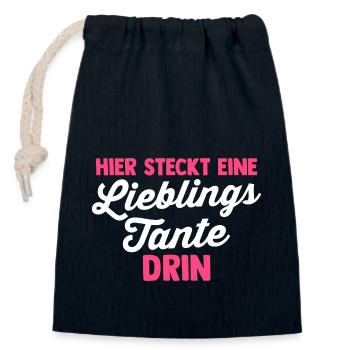 Patentante Lieblings Tante - Verschließbarer Geschenkbeutel aus Baumwolle (14x20cm) - Navy - Vorne