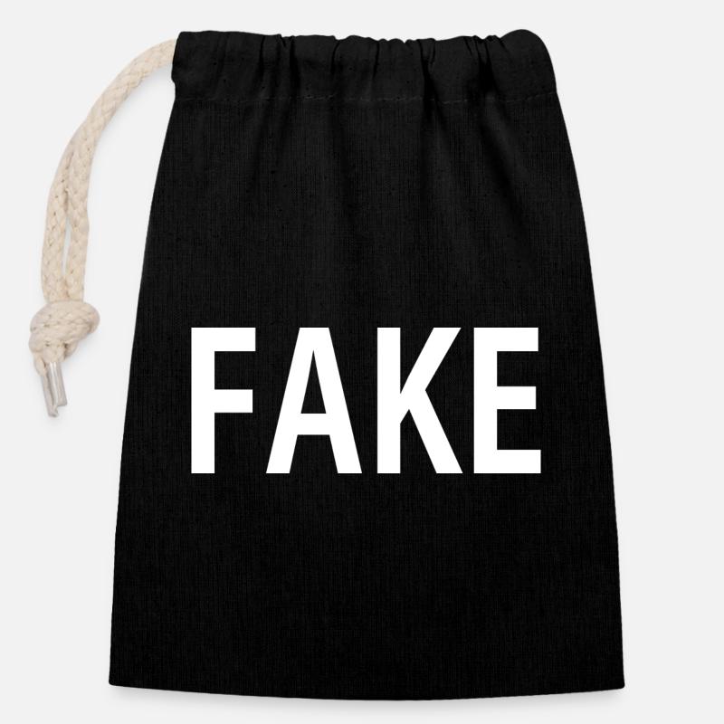 Fake - Closable cotton gift bag (14x20cm) - black