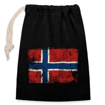 Norvège Flag Pride Patrie Patrie Cadeau - Sac cadeau en coton avec cordon (14 x 20 cm) - noir - Devant