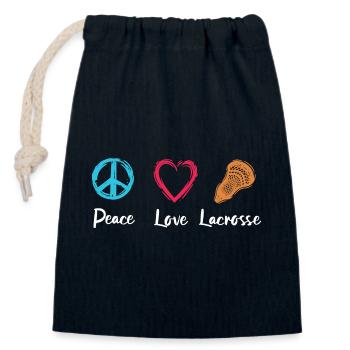Peace Love Lacrosse - Closable cotton gift bag (14x20cm) - navy - Front