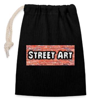 Street Art - Verschließbarer Geschenkbeutel aus Baumwolle (14x20cm) - Schwarz - Vorne