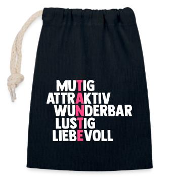 Patentante Tante - Verschließbarer Geschenkbeutel aus Baumwolle (14x20cm) - Navy - Vorne