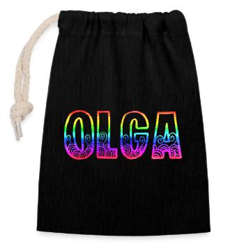 olga rs regenbogen - Verschließbarer Geschenkbeutel aus Baumwolle (14x20cm) - Schwarz - Vorne