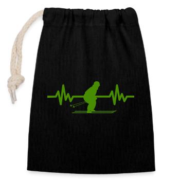 Heartbeat Ski Ski freestyle - Sac cadeau en coton avec cordon (14 x 20 cm) - noir - Devant