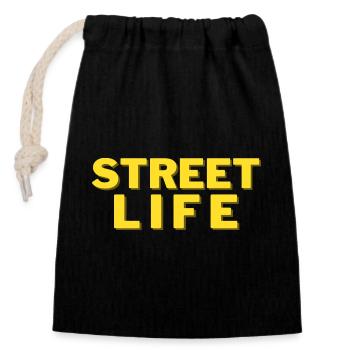 street life - Sac cadeau en coton avec cordon (14 x 20 cm) - noir - Devant