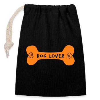 Dog Lover Hund Knochen Fan Hundeliebhaber Gassi - Verschließbarer Geschenkbeutel aus Baumwolle (14x20cm) - Schwarz - Vorne