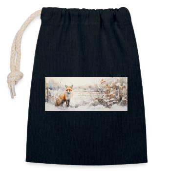 Fox Landscape Snow - Closable cotton gift bag (14x20cm) - navy - Front