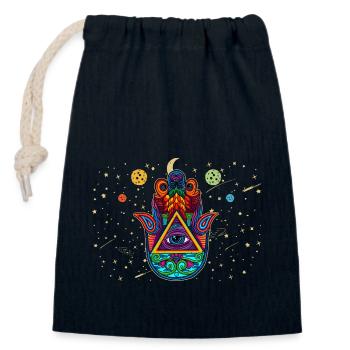 Talisman Hamsa Eye Fluchschutz Yoga Hindu - Verschließbarer Geschenkbeutel aus Baumwolle (14x20cm) - Navy - Vorne