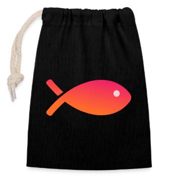 FISCH. APRILSCHERZ - Verschließbarer Geschenkbeutel aus Baumwolle (14x20cm) - Schwarz - Vorne