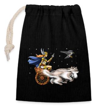 Freya Déesse de la mythologie nordique - Sac cadeau en coton avec cordon (14 x 20 cm) - noir - Devant