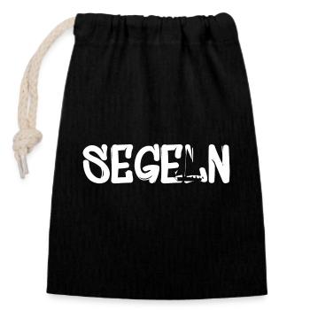 segeln Segler sailing sail skipper - Verschließbarer Geschenkbeutel aus Baumwolle (14x20cm) - Schwarz - Vorne