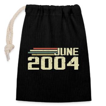 Juni 2004 Jahrestag Juni 2004 Juni 2004 Geburtstag - Verschließbarer Geschenkbeutel aus Baumwolle (14x20cm) - Schwarz - Vorne