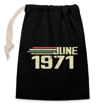 June 1971 Anniversary June 1971 June 1971 Birthday - Closable cotton gift bag (14x20cm) - black - Front