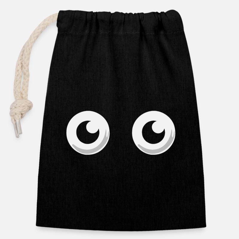 Big Round Googly Eyes Bob, Cap - Closable cotton gift bag (14x20cm) - black