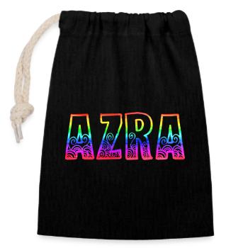 azra rs regenbogen - Verschließbarer Geschenkbeutel aus Baumwolle (14x20cm) - Schwarz - Vorne
