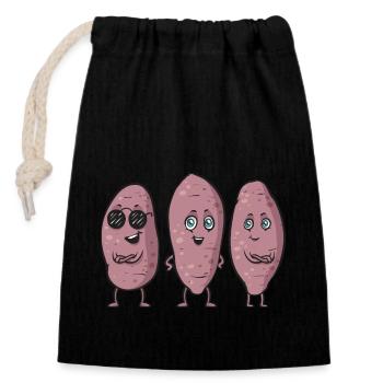 Légumes-racines de patates douces - Sac cadeau en coton avec cordon (14 x 20 cm) - noir - Devant