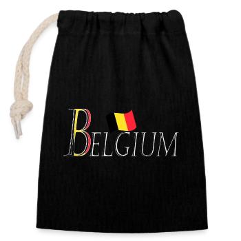 Flagge Belgien: ein eleganter patriotischer Auftritt - Verschließbarer Geschenkbeutel aus Baumwolle (14x20cm) - Schwarz - Vorne