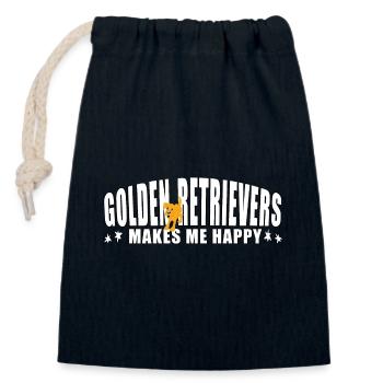Golden Retrievers makes me happy - Verschließbarer Geschenkbeutel aus Baumwolle (14x20cm) - Navy - Vorne