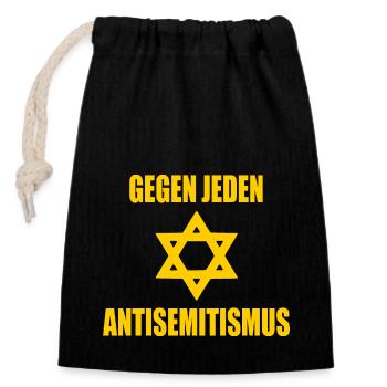 Contre tout antisémitisme - Sac cadeau en coton avec cordon (14 x 20 cm) - noir - Devant
