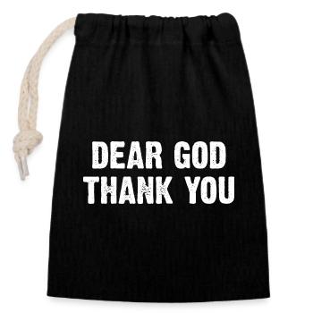 Dear God Thank You - Closable cotton gift bag (14x20cm) - black - Front