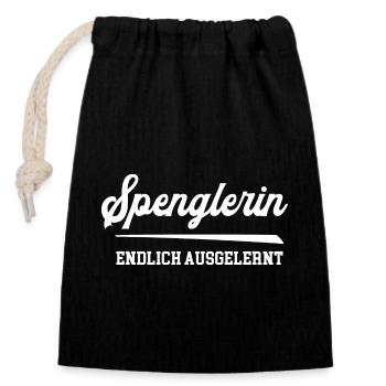 Spenglerin Ausgelernt Spenglerei Lehrling Azubine - Verschließbarer Geschenkbeutel aus Baumwolle (14x20cm) - Schwarz - Vorne