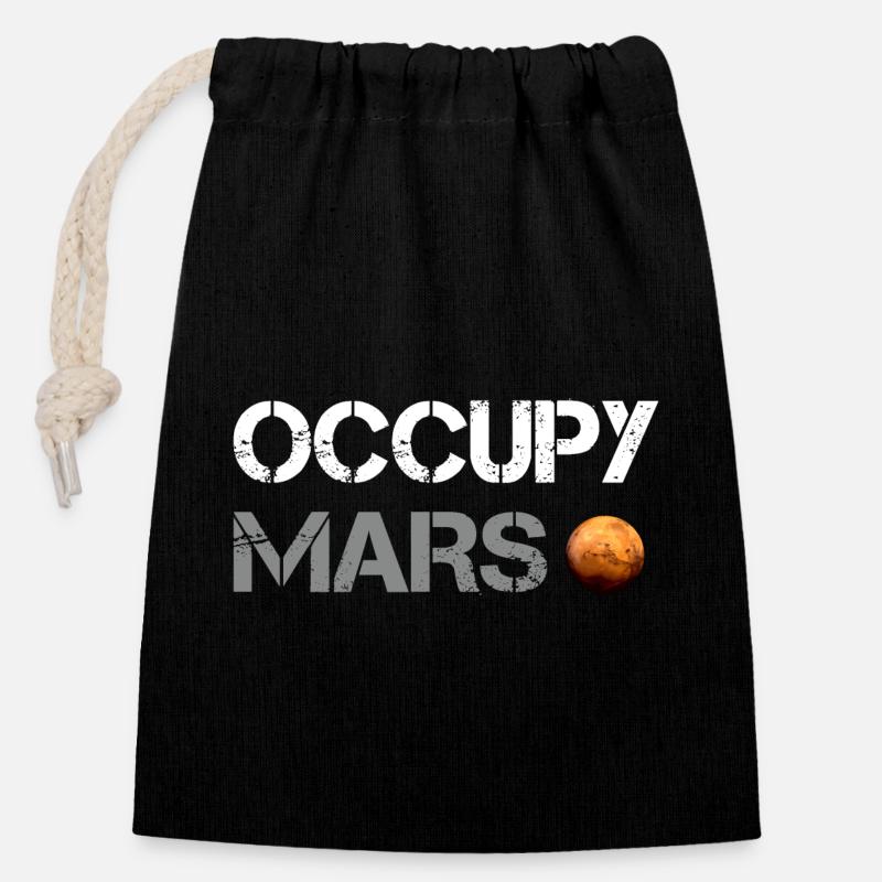 Occupy Mars Planet Space Explor Raketenwissenschaft - Verschließbarer Geschenkbeutel aus Baumwolle (14x20cm) - Schwarz