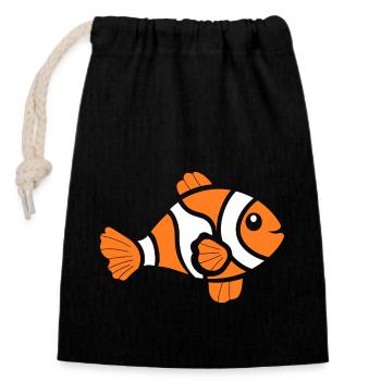 Clownfisch - Verschließbarer Geschenkbeutel aus Baumwolle (14x20cm) - Schwarz - Vorne
