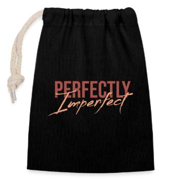 Parfaitement imparfait - Sac cadeau en coton avec cordon (14 x 20 cm) - noir - Devant