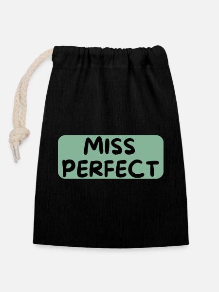 Miss Perfect - Verschließbarer Geschenkbeutel aus Baumwolle (14x20cm) - Schwarz