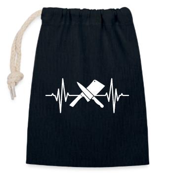 Hackmesser Pulsschlag - Verschließbarer Geschenkbeutel aus Baumwolle (14x20cm) - Navy - Vorne