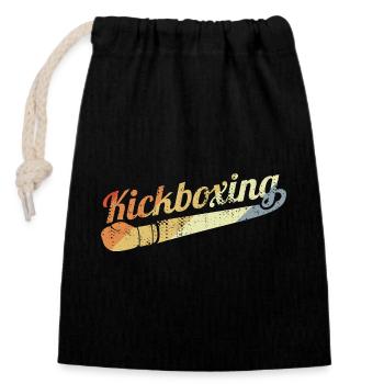 Vintage Kickboxen - Verschließbarer Geschenkbeutel aus Baumwolle (14x20cm) - Schwarz - Vorne