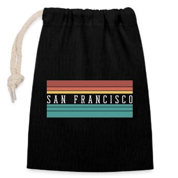 San Francisco - Sac cadeau en coton avec cordon (14 x 20 cm) - noir - Devant