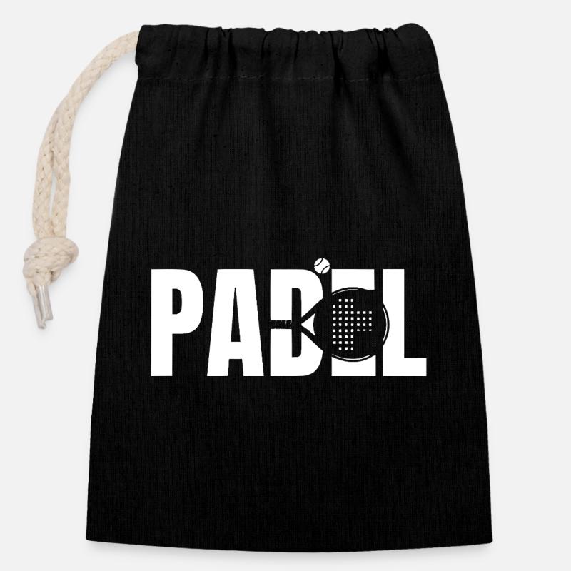 Padel - Sac cadeau en coton avec cordon (14 x 20 cm) - noir