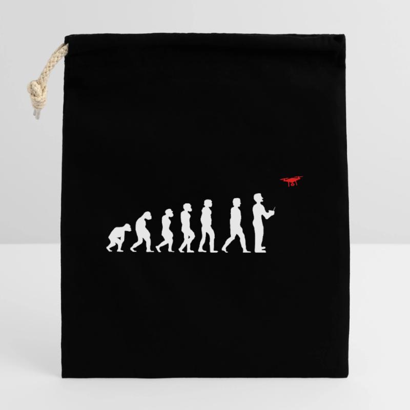 Evolution des Menschen Drohne Pilot Verschließbarer Geschenkbeutel aus Baumwolle (14x20cm)