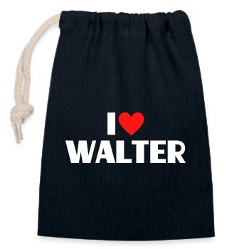I love Walter Rotes Herz Romantischer Name Fan - Verschließbarer Geschenkbeutel aus Baumwolle (14x20cm) - Navy - Vorne