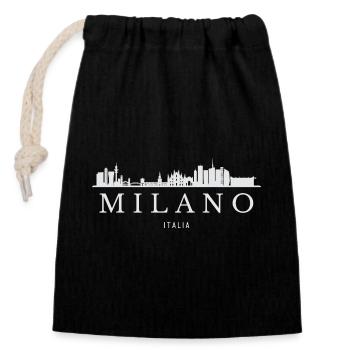 Milan Skyline, Milan Italy - Closable cotton gift bag (14x20cm) - black - Front