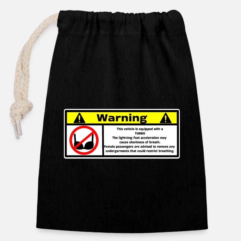Turbo - Closable cotton gift bag (14x20cm) - black