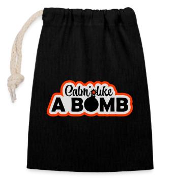 Calme comme une bombe Paradoxe Ironie Humour Blague explosive - Sac cadeau en coton avec cordon (14 x 20 cm) - noir - Devant