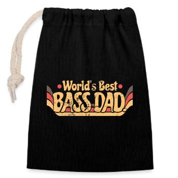 World's Best Bass Dad Retro - Closable cotton gift bag (14x20cm) - black - Front