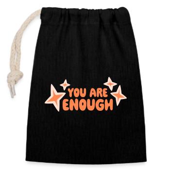 You Are Enough Self Love Motivational Quote - Closable cotton gift bag (14x20cm) - black - Front