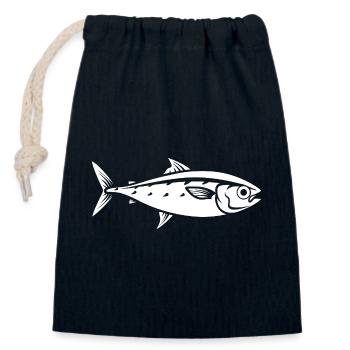 truite - Sac cadeau en coton avec cordon (14 x 20 cm) - bleu marine - Devant