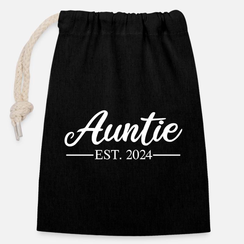 AUNTIE_2024_W - Closable cotton gift bag (14x20cm) - black