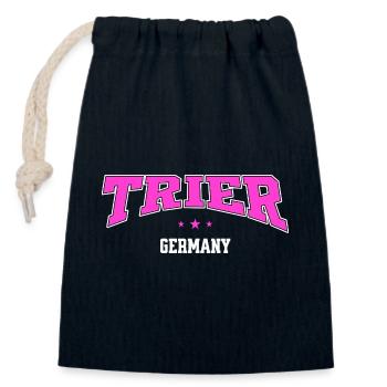 Trier Pink Retro Stadtmotiv Germany - Verschließbarer Geschenkbeutel aus Baumwolle (14x20cm) - Navy - Vorne