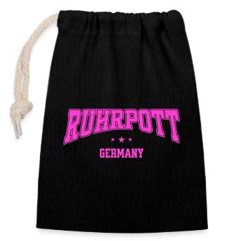 Ruhrpott Germany Schriftzug Retro Design College - Verschließbarer Geschenkbeutel aus Baumwolle (14x20cm) - Schwarz - Vorne