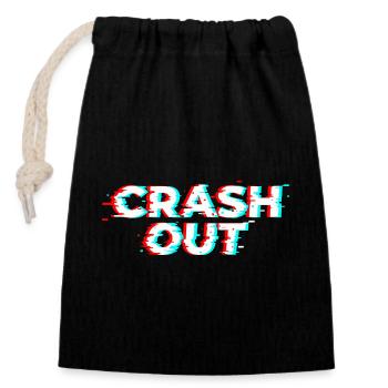 Crash Out - Glitch Style White Red Cyan - Closable cotton gift bag (14x20cm) - black - Front